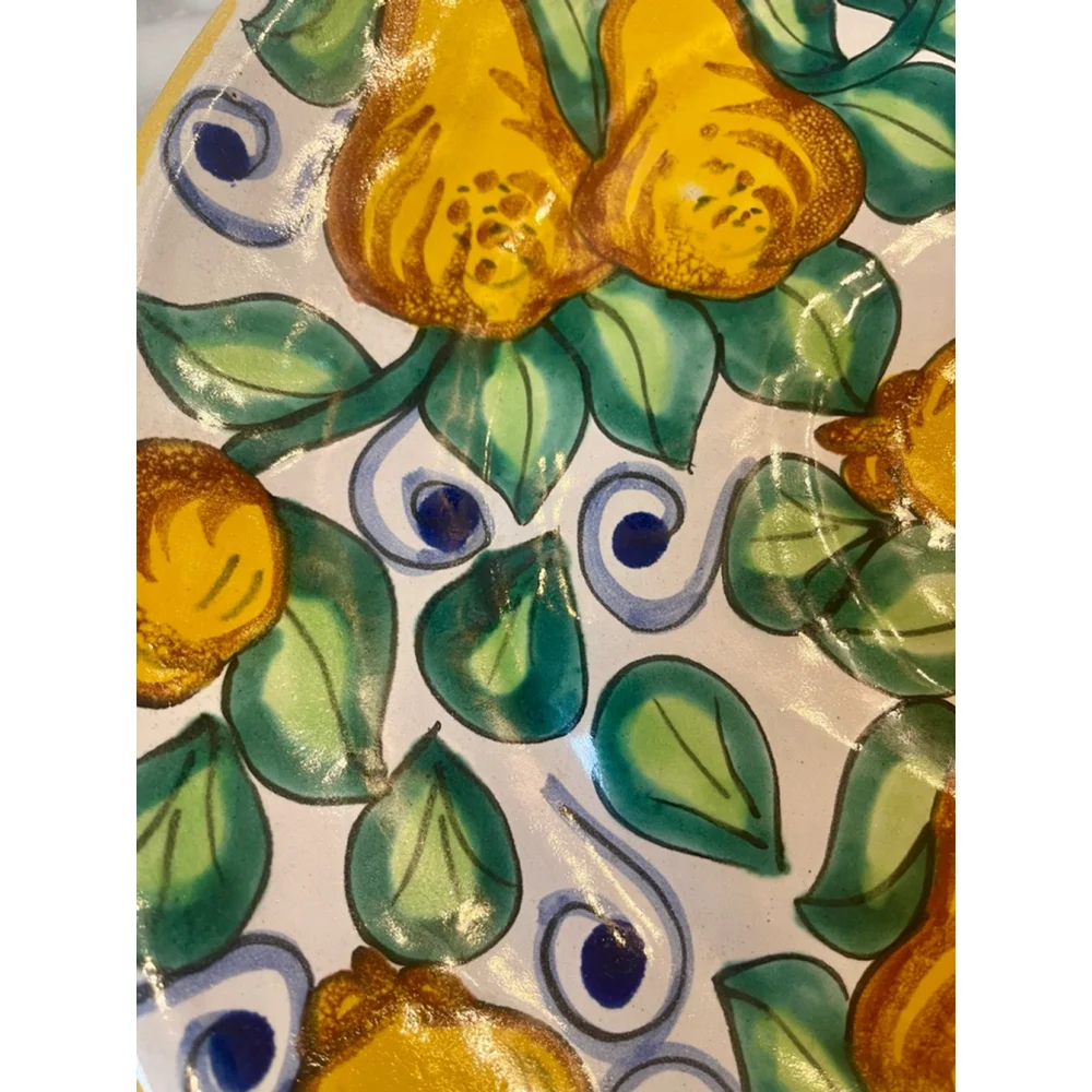 Giardini Aldini Hand Painted Pear Platter 14” Majolica Style Mexico Large Plate